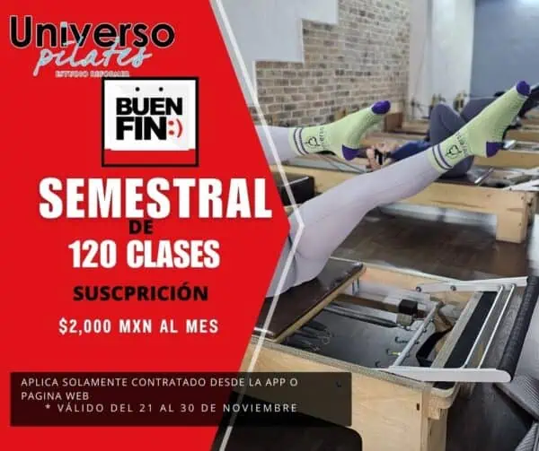 Buen Fin Suscripción 20 clases de pilates reformer al mes durante 6 meses 1